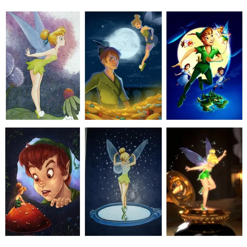 Diy Diamond Painting Disney Tinker Bell And Peter Pan Princess Embroidery Cross Stitch Handicrafts Mosaic Gifts Home Decor