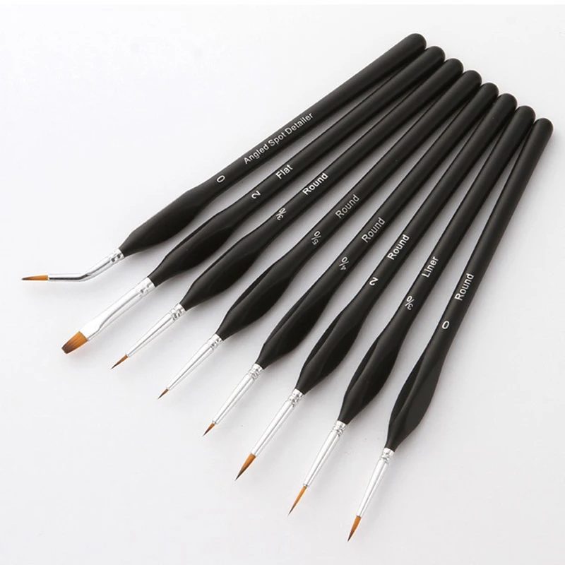 

Fine Detail Paint Brush Set 8pcs, Tiny Professional Micro Miniature Painting Brushes Kit with Ergonomic Handle for Acrylic, Oil