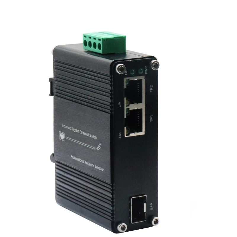 

Промышленный гигабитный оптоволоконный медиаконвертер 12-48 В, 2 порта, 10/100/1000 м, RJ45 + 1 порт, 100/1000 м, оборудование для оптической связи SFP