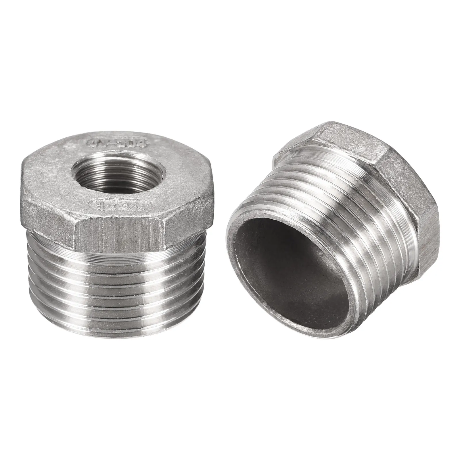 

Uxcell Hex Reducing Bushing, 1 PT Male to 3/8 PT Female 304 Stainless Steel Pipe Fitting Reducer Adapter, Pack of 2