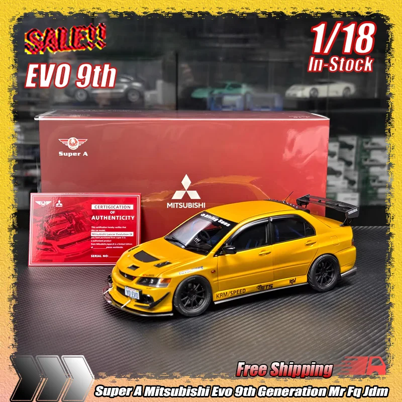 

Новая супермодель Mitsubishi Evo 9-го поколения Mr Fq Jdm в масштабе 1:18, литая под давлением, из сплава, миниатюрная, на заказ, детская игрушка, подарок, украшение
