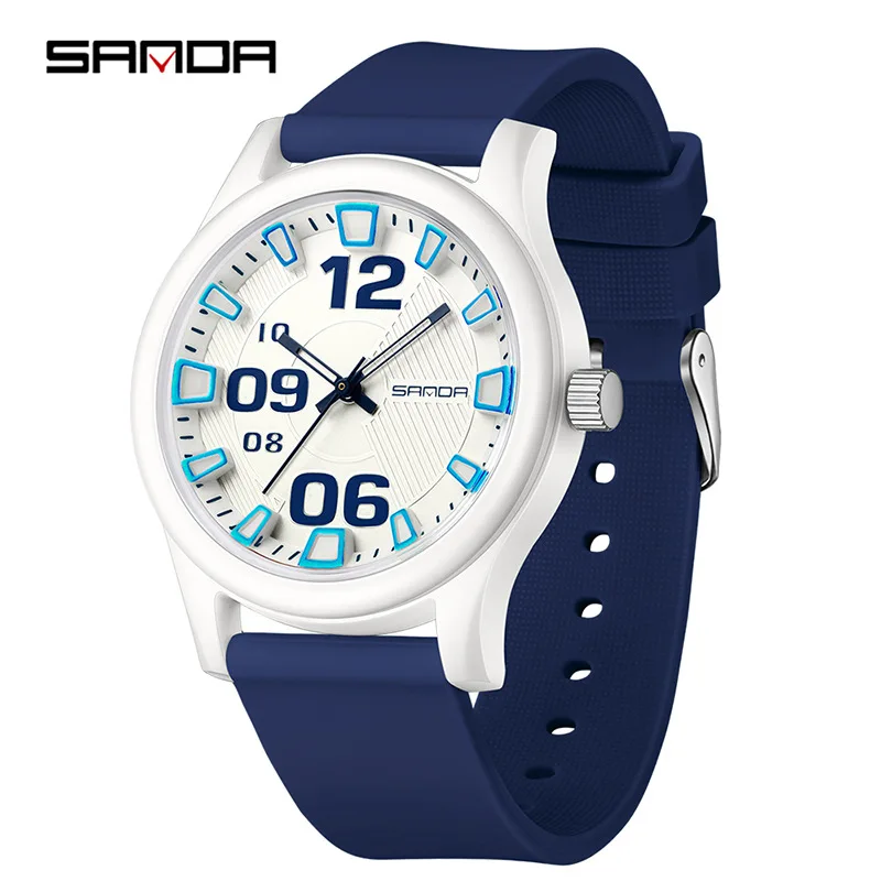 SANDA 3252 Orologio da boutique da donna con cinturino in morbido silicone Orologio al quarzo per studenti alla moda e semplice Regalo impermeabile in stile popolare
