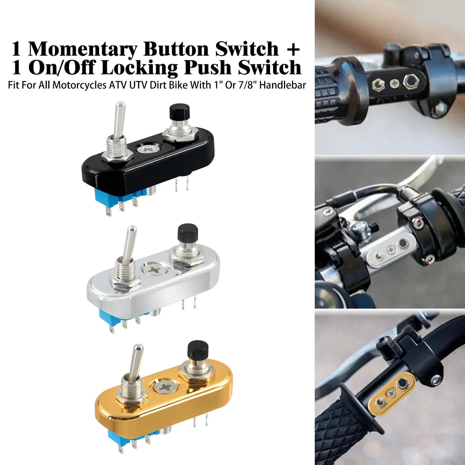 

Universal Motorcycle Mini Switch Block Push Button 7/8'' 1" Handlebar ON/OFF Control Button Switch For Harley Cafer Racer Bobber