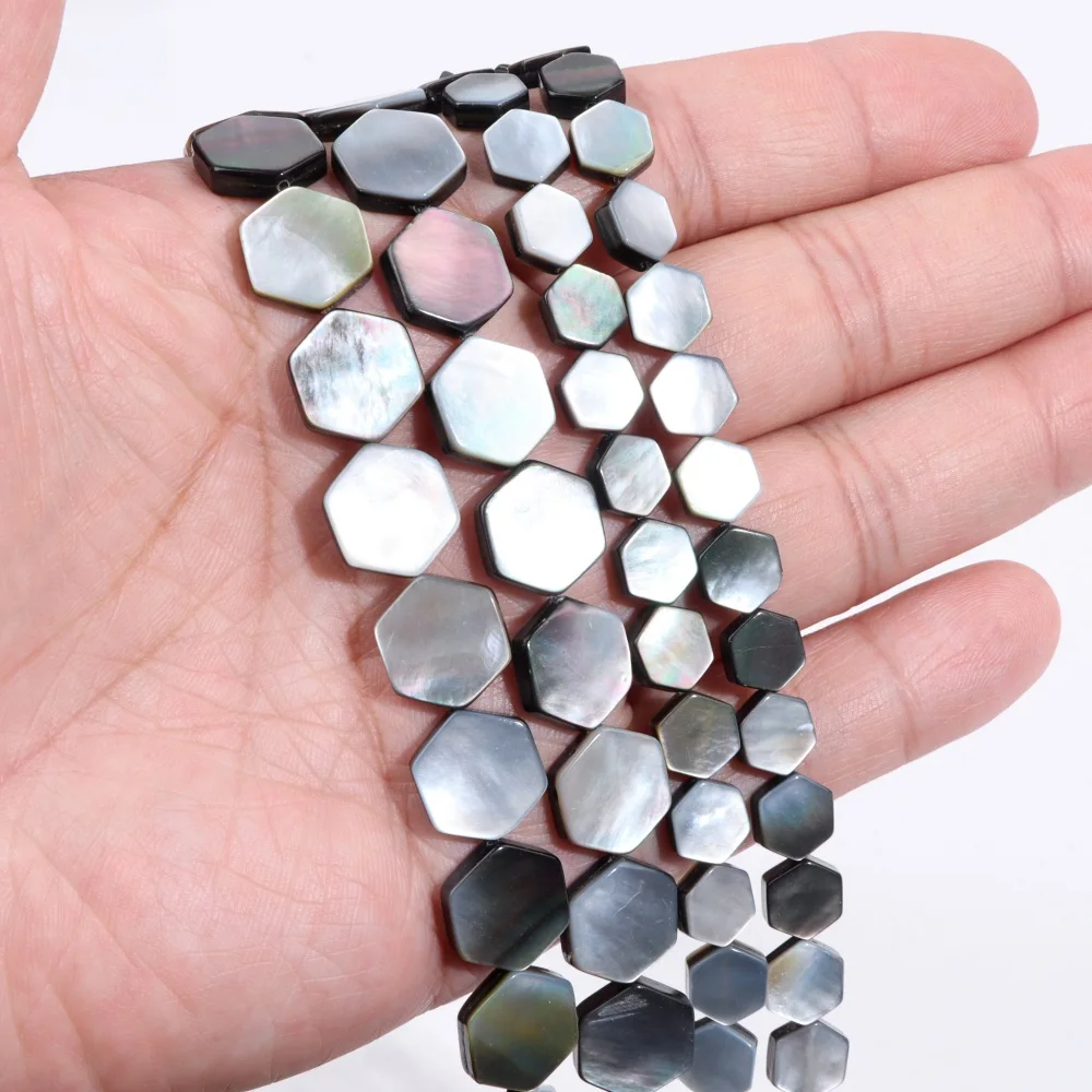 Honeycomb shape Gray Natural Shell Beads Loose Spacer Shell Charm Bead for DIY Neckalce Earrings Jewelry Making