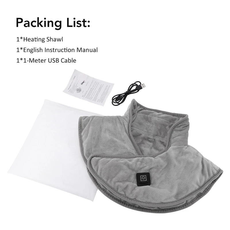 Heating Electric Shoulder Neck Pad Massager Three Gear Hot Compress Cervical Shawl Warmer USB Relax Brace for Shoulder Neck Back