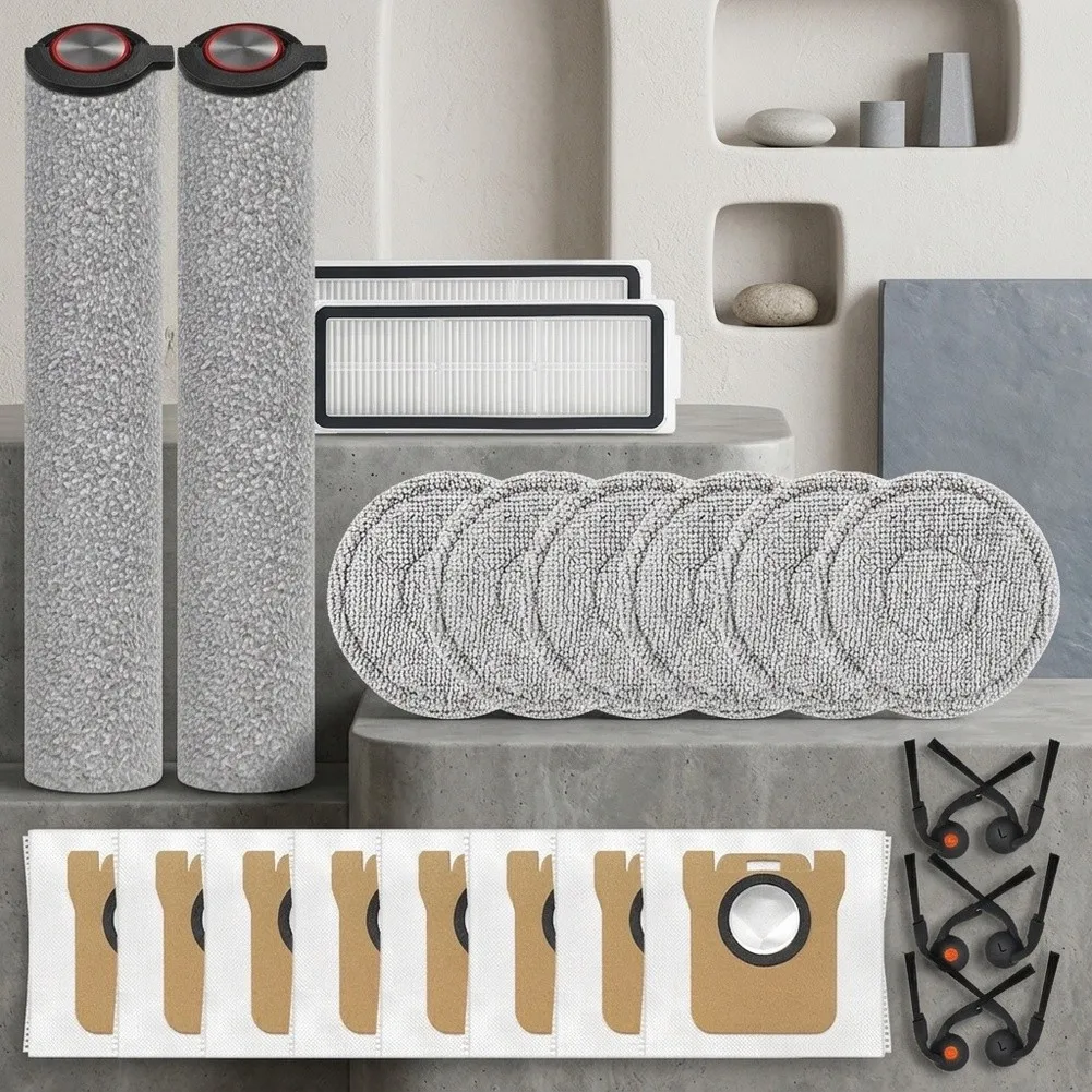 Accessory Kit for Mijia Robot Vacuum 6 for Max PV11CN 6 for Pro Includes Roller Brush Filter Mop Cloth Side Brush Dust Bag