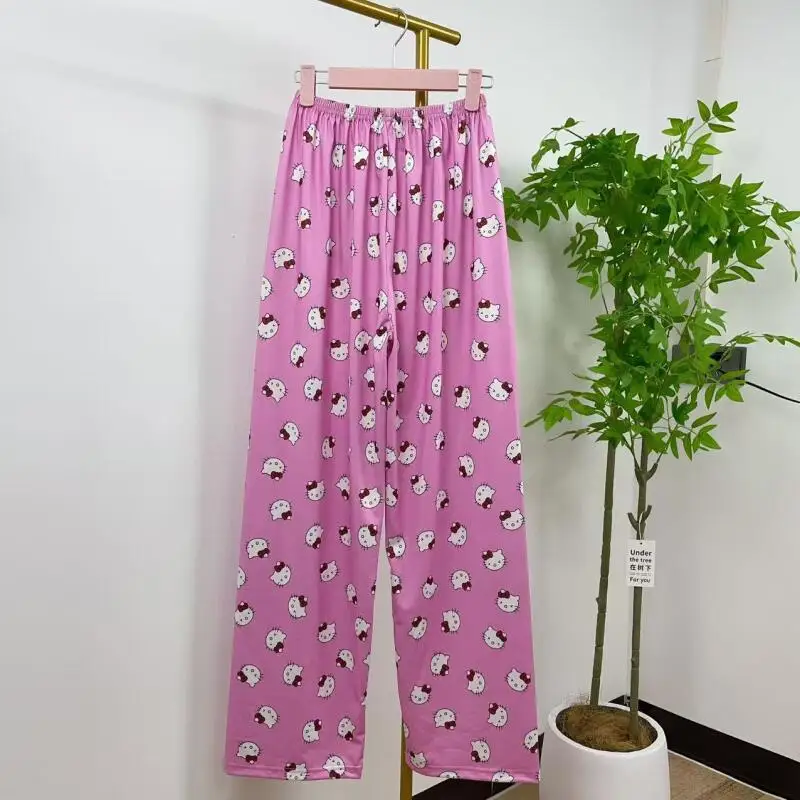 New Cartoon Pajamas Hello Kitty Women's Loose Spring Autumn Home Casual Trousers Can Be Worn Outside Walking Pants Cute Ins Gift view 3