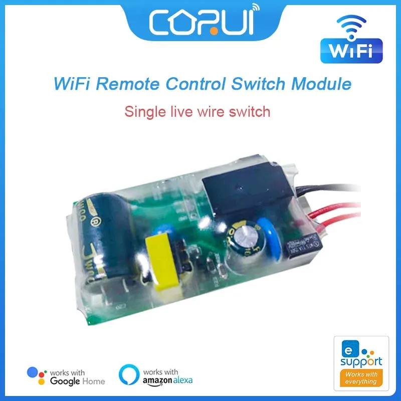 CoRui WIFI Remote Control Switch Module 180-240V DIY Single Fire Switch Modification Module No Neutral Wire Needed eWeLink App