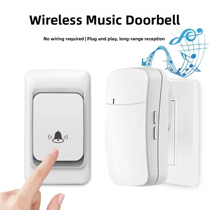 Wireless Doorbell 150 M Long Range Digital Chime, 38 Melodies, 3 Volume Levels, Home Elderly Care Call Button