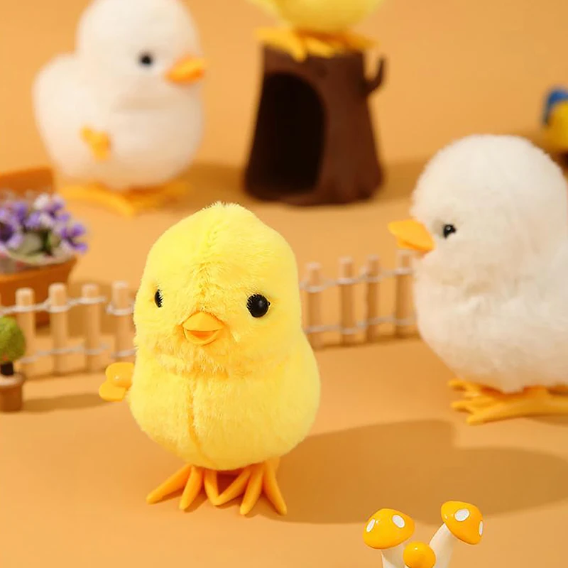 Cute Plush Chick Animals Wind Up Toy Novelty Jumping Walking Chick Fun Crawl Learning Supplies Props Kids Baby Educational Gifts