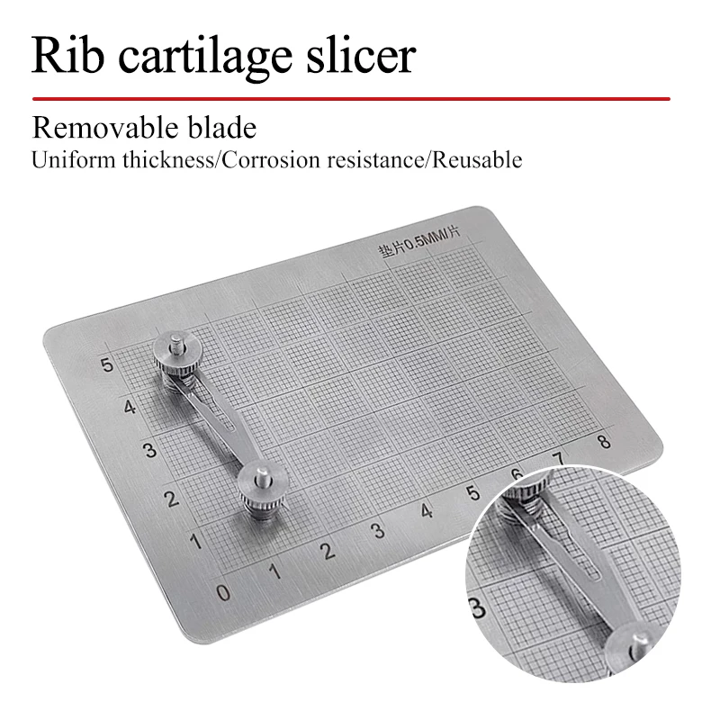 เครื่องมือผ่าตัดพลาสติกจมูกพร้อมสเกลแกะสลักสําหรับจมูกเทียมสแตนเลส/แผ่นตวงซิลิโคน