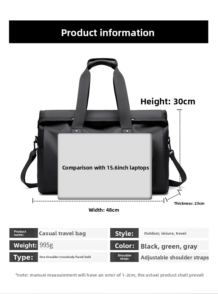 New Fashionable Men's Handbag, Large-capacity Business Computer Bag, Dry and Wet Separation Crossbody Single-shoulder Backpack