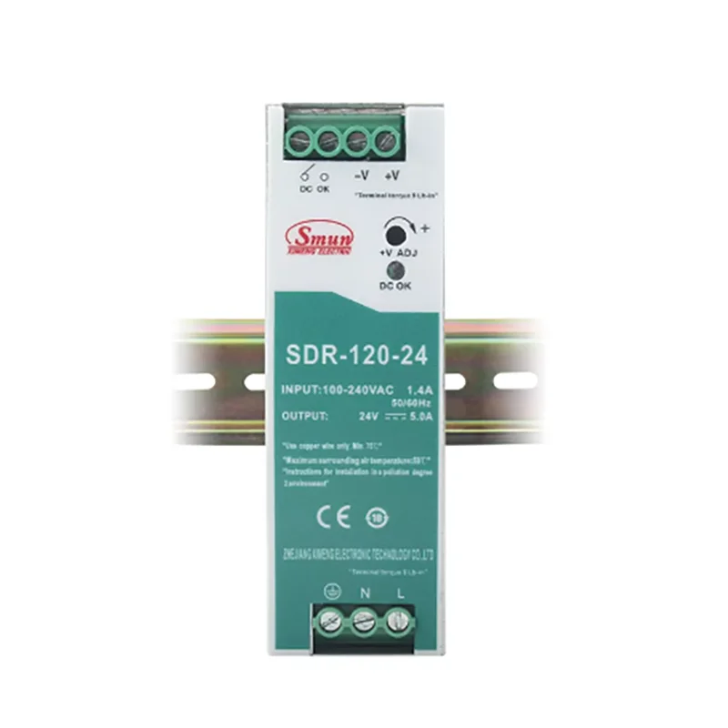 SMUN SDR-120-24 100-240AC to 24V 5A 120W Din Rail Power Supply