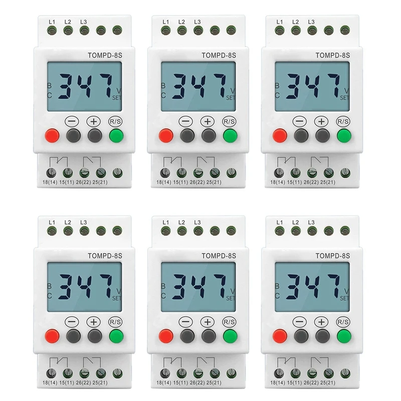 

6X 3 Phase Din Rail Adjustable Under Over Voltage Protector Voltage Monitoring Sequence Protection Relay