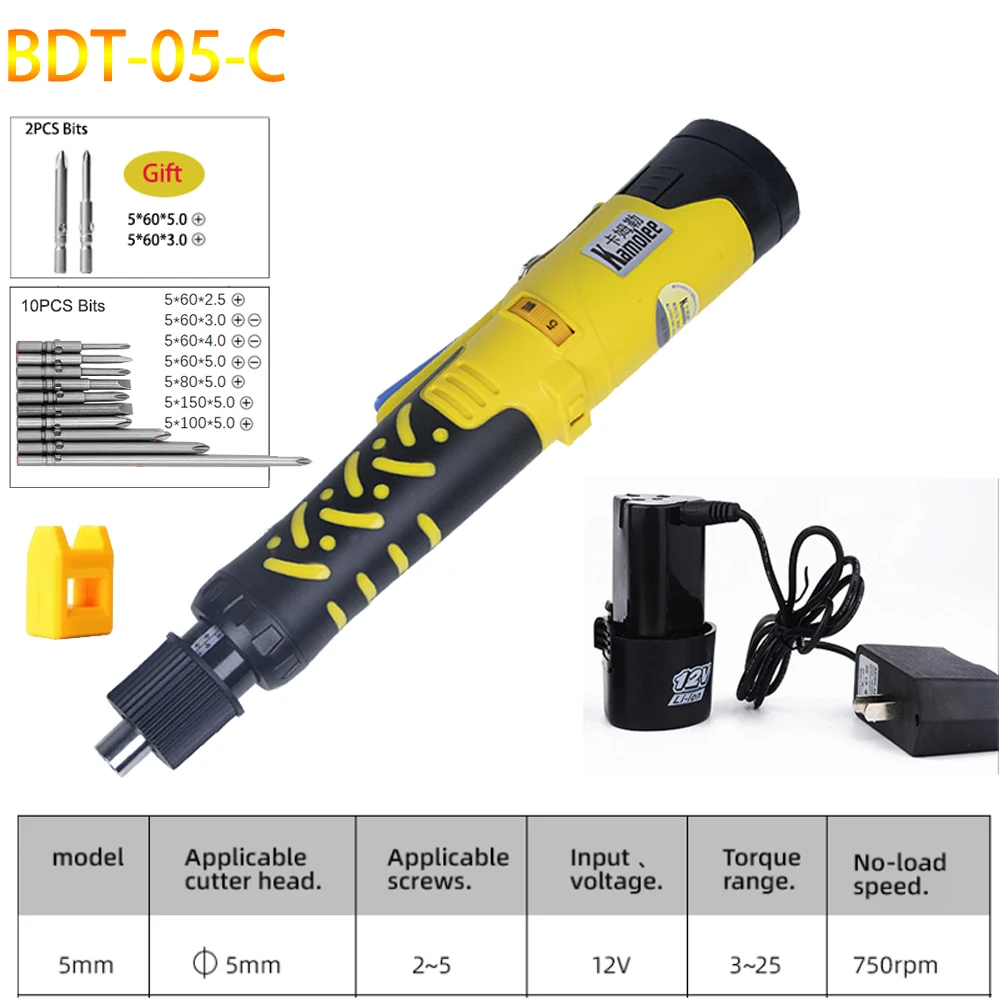 Electric Screwdriver Handheld Cordless 801 5mm with 12pcs bits & Magnetizer, Recharge Electric Screw Driver Adjustable Torque