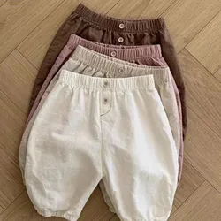 Simple cotton casual cropped pants for infants and young children-new summer comfortable and versatile pants for boys and girls