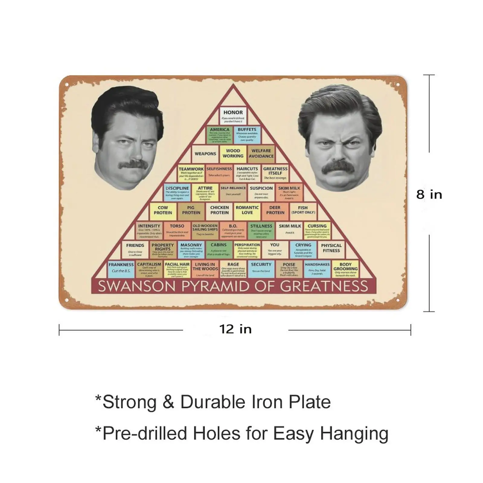 Metal Tin Sign Ron Swanson Pyramid of Greatness TV Show Poster Print Wall Art For Home 8inch*12inch