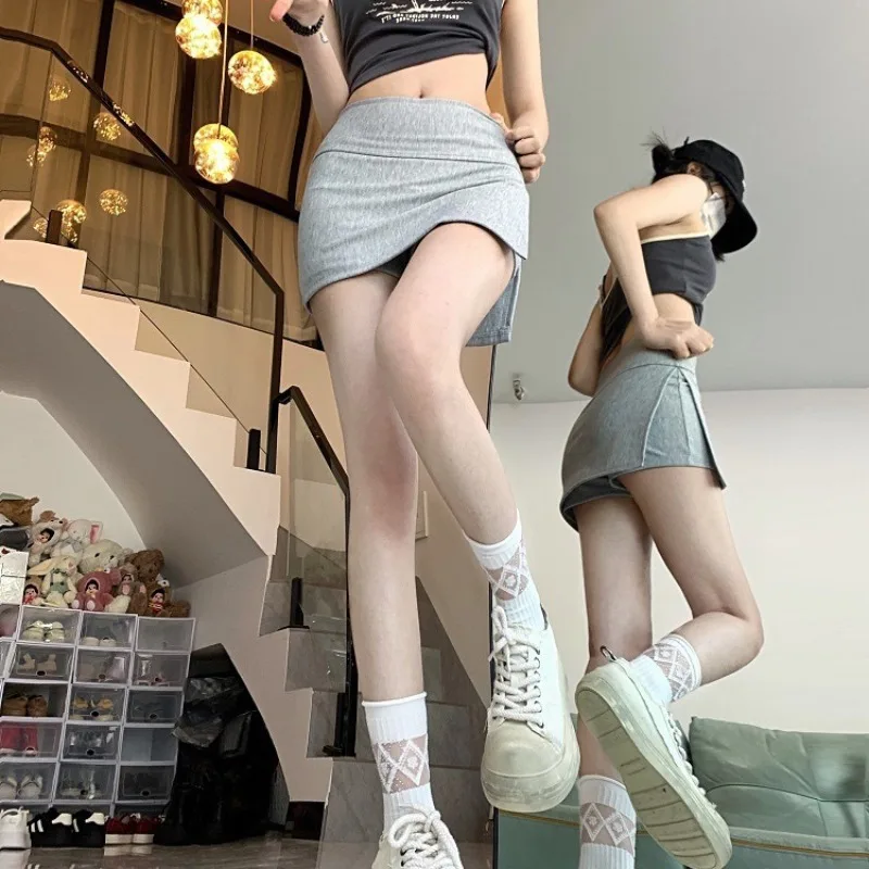 Hip Wrap Slit Skirt Shorts A-line Yoga Short Pants Women Versatile Sports Shorts Campus Style High Waisted Casual Mini Skirt