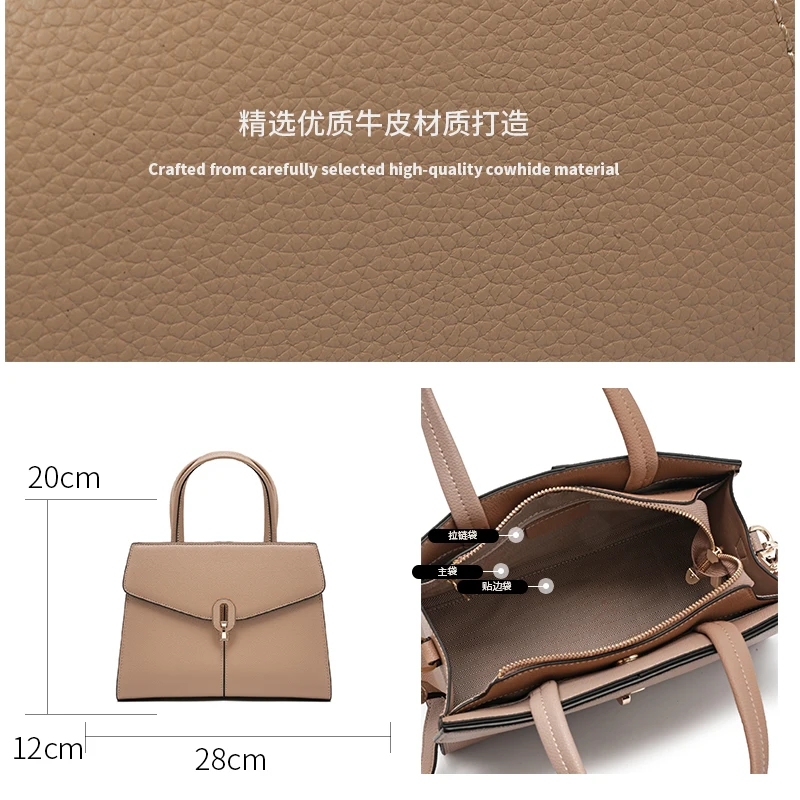 

Women's Natural Cow Real Leather Retro Shoulder Bags Ladies Cowhide Crossbody Bag Female Fashion Design Luxury Commuting Handbag