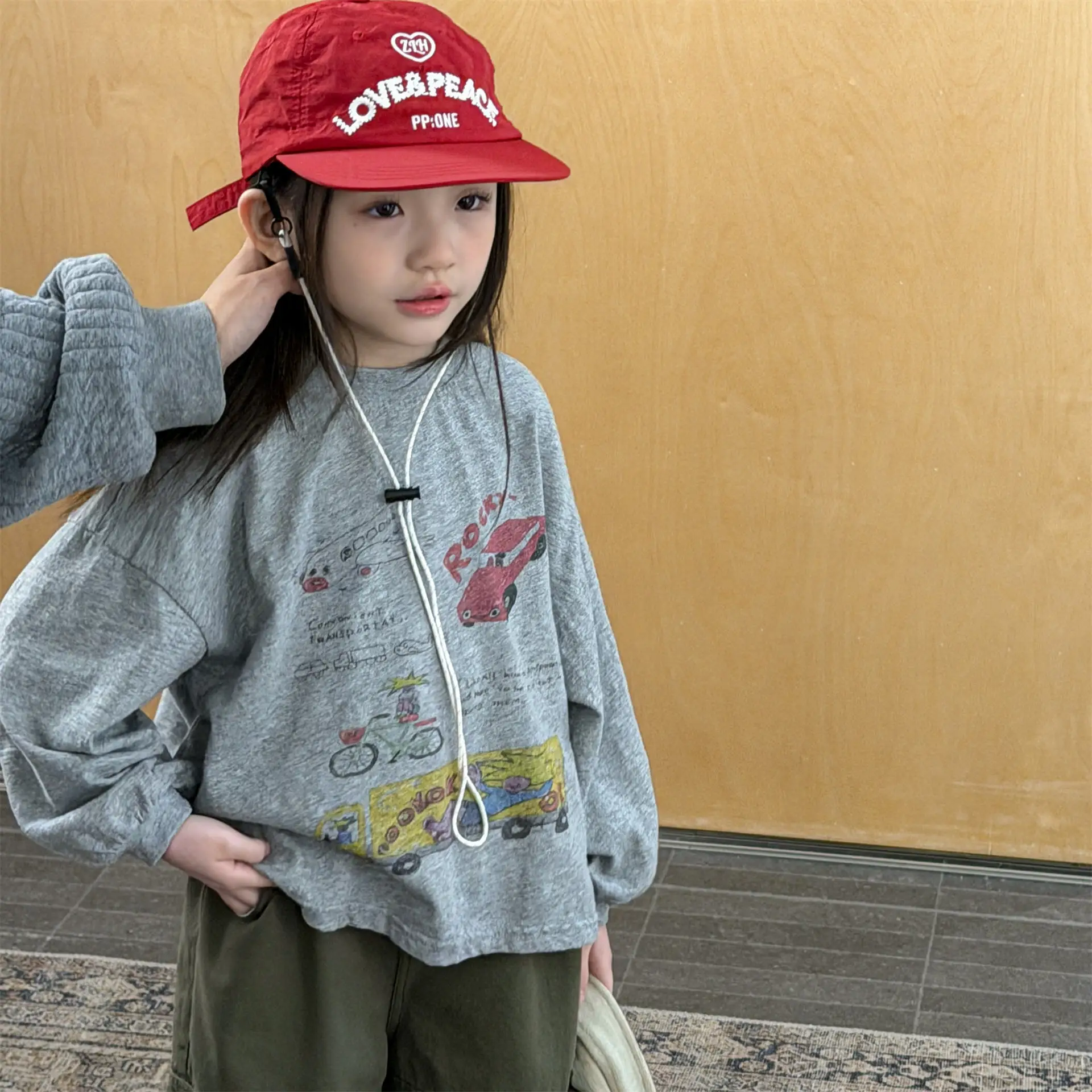 

2026 Spring New Children Long Sleeve Sweatshirt Cotton Girls Cartoon Print T Shirts Toddler Boys Casual Pullover Kids Clothes