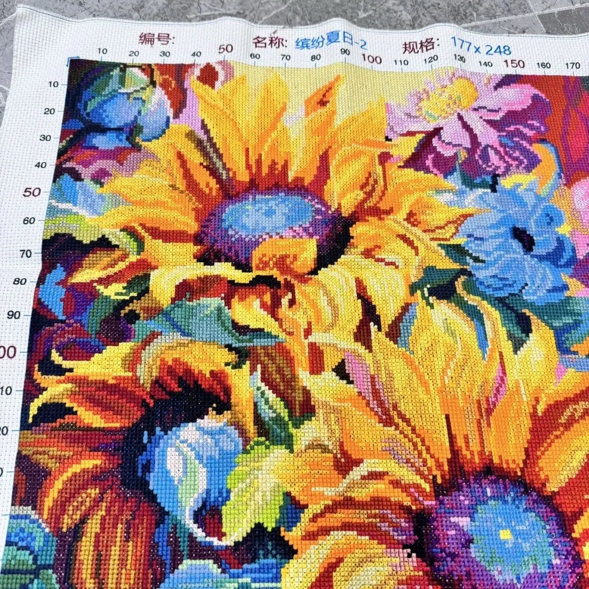 Restaurant Cross Embroidery 2024 Small Piece Full Embroidery Colorful Sunflowers Handmade Flowers Living Room New Colorful