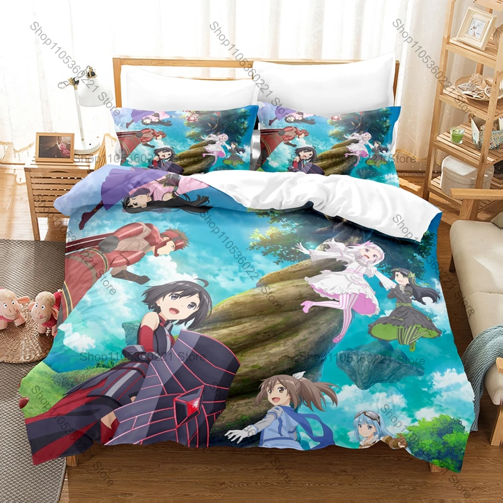 BOFURI Maple Fox Shield Max Defense Cute Fantasy RPG Anime 3D Bedding Set Includes Duvet Cover + 2 Pillowcases Pastel Game Girl