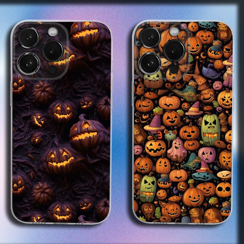 호박 디자인 할로윈 아이폰 투명 소프트 케이스 이미지