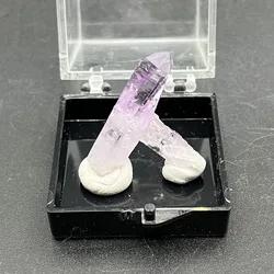 100% Natural Rare Mexican Cruz Double-Headed Crystal Amethyst Mineral Specimen Quartz Crystal Cluster Ornament Box Size 3.5 cm