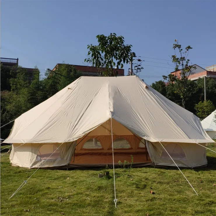 Luxury Heavy Duty Resort Glamping Tent Hotel 6X4M Emperor Bell Tent With Three Doors