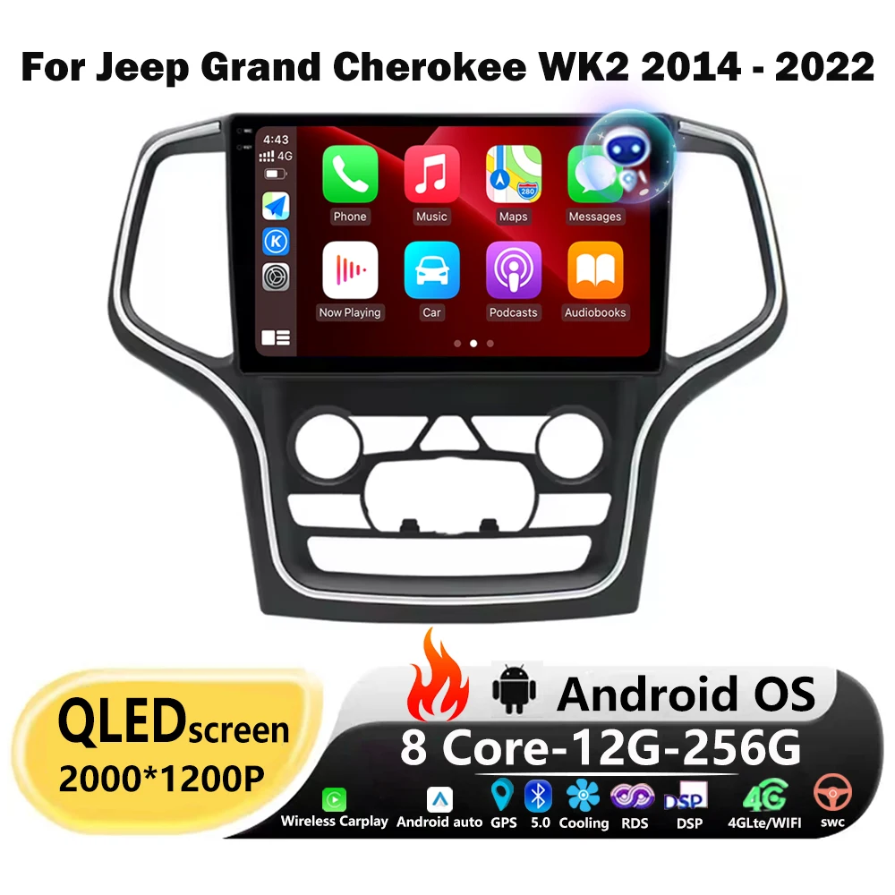 

Android Auto For Jeep Grand Cherokee WK2 2014 - 2022 Car Radio Navigation GPS Multimedia Player Stereo Wireless Carplay BT DSP