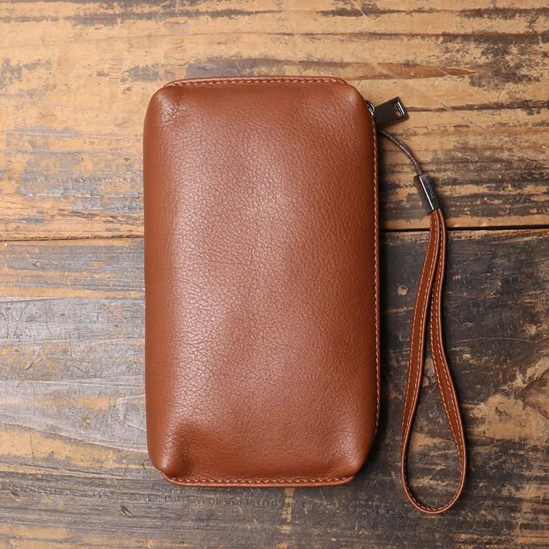 Nesitu High Quality Long Size Vintage Brown Black Coffee Genuine Leather Women Men Wallet Phone Clutch Bag Real Skin Purse M1989
