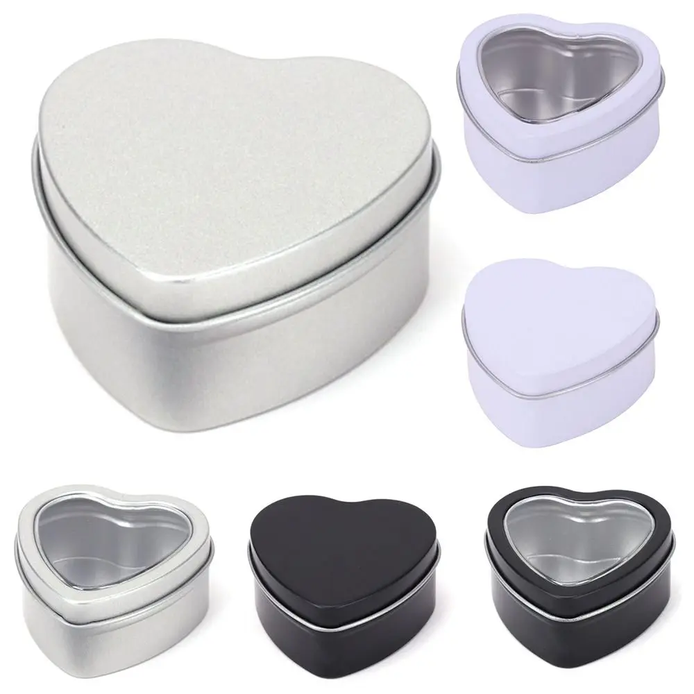 New Refillable Aluminum Jar Tin Heart Shape Candle Nail Candle Cosmetic Container Tea Cans Candy Packaging Box for Cream Balm