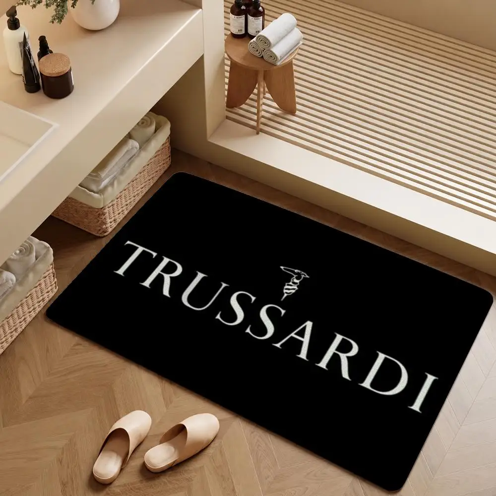 Brand Trussardi Greyhound Monogram Floor Mat Soft Flannel Entrance Doormat Non-Slip Washable Rug For Bedroom Kitchen Home Decor