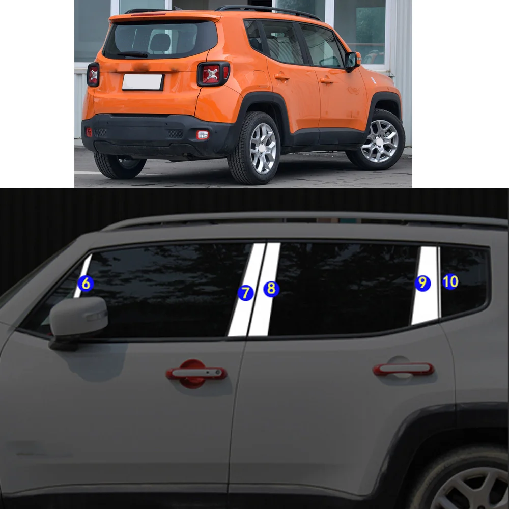 For Jeep Renegade 2016 2017 2018 2019 2020 2021 Car Sticker Garnish Pillar Window Middle Strip Trim Frame Hoods