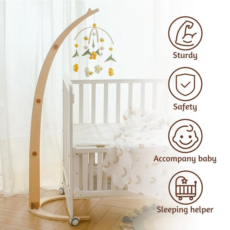 Standing Bed Bell 0-12 Months Wooden Stand Baby Bed Bell Toy For Newborn Gift Baby Accessories Soothing Sleep Bell Sensory Toy