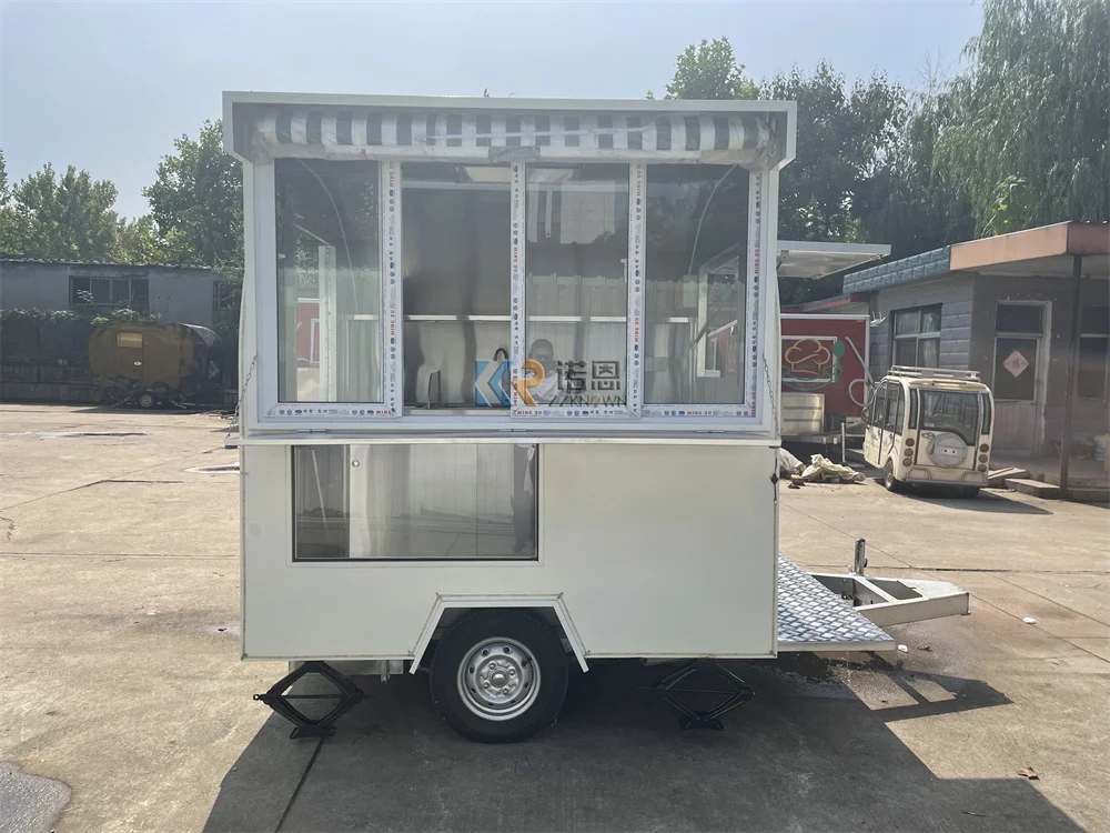 Fast Food Truck Van Custom Fully Kitchen Equipments Food Trailer Coffee Ice Cream Kiosk Concession Snack Trailer