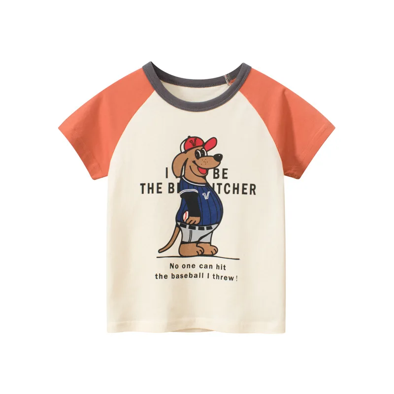 2024 Summer Children Boy Short Sleeve Graphic T-shirts Cartoon Printed Toddler Boy Tops 2-8 Year Kids Baby Boy Tees Clothes