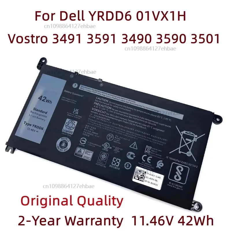 

Аккумулятор для ноутбука YRDD6 для Dell Vostro 3491 3591 3490 3590 3501 Inspiron 5481 5482 5485 5491 5591 5485 5585 5480 1VX1H P116G P93G