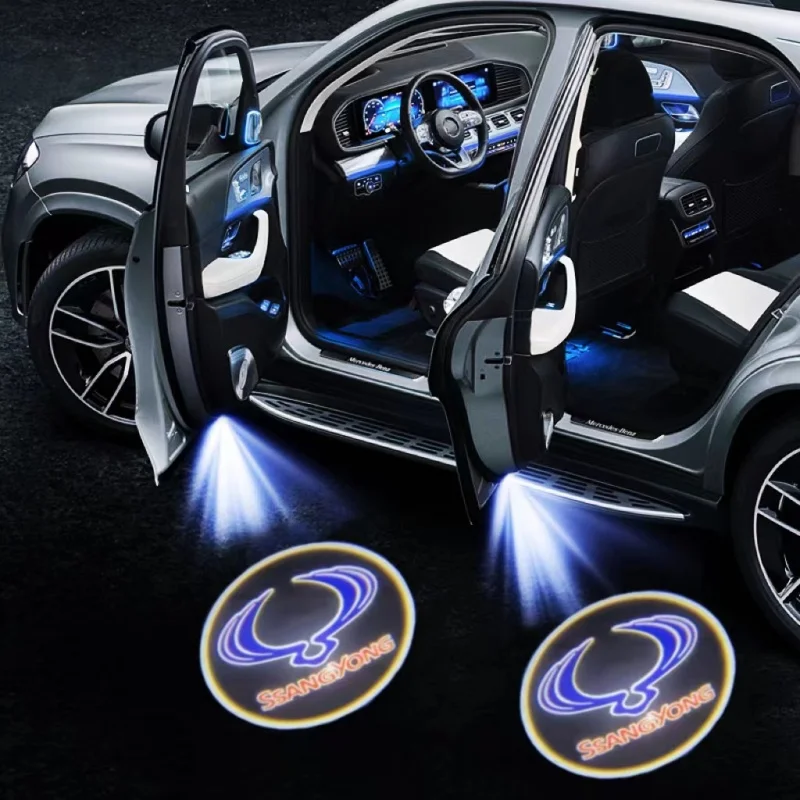 

Wireless Courtesy Car Door Projector LED Welcome Lamp Decor for Ssangyong Rexton Musso Tivoli Actyon Korando Car Accessories