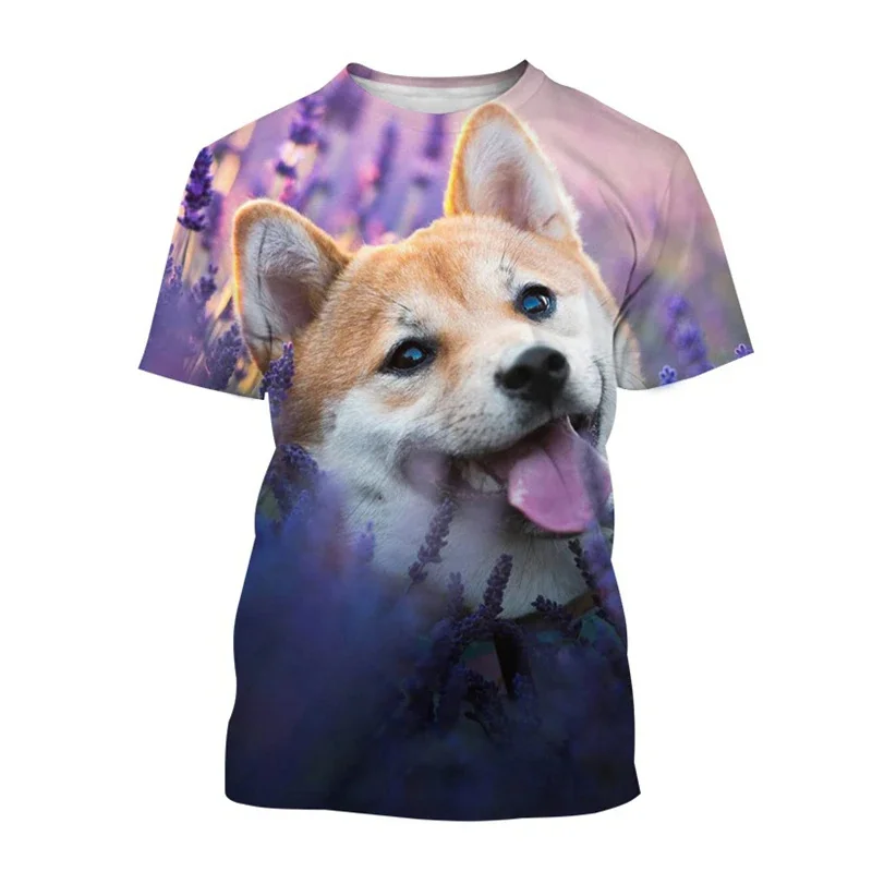 Japanese Akita Inu T Shirt For Men Cute Dog Animal 3D Printed Tees Harajuku Short Sleeve Baggy Street Tops T-shirt Kids