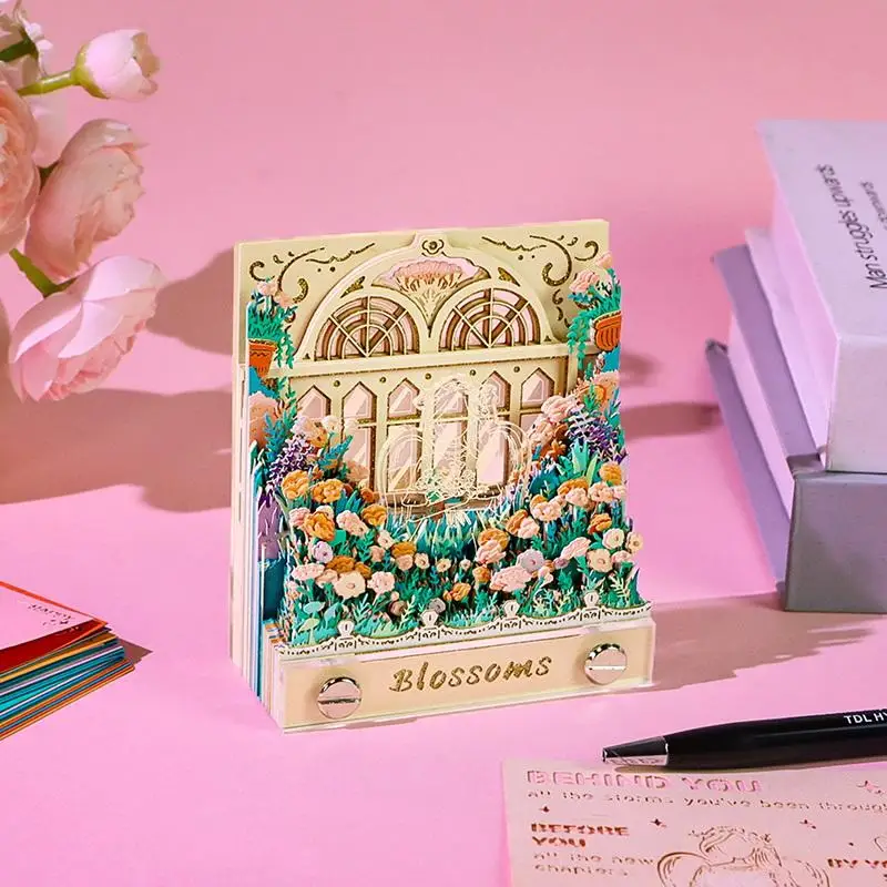 Time Piece Calendar 2027 Desk Calendar With LED Light 3D Tear-away Calendar Paper Carving Art Memo Pad Notepad Desktop Decor