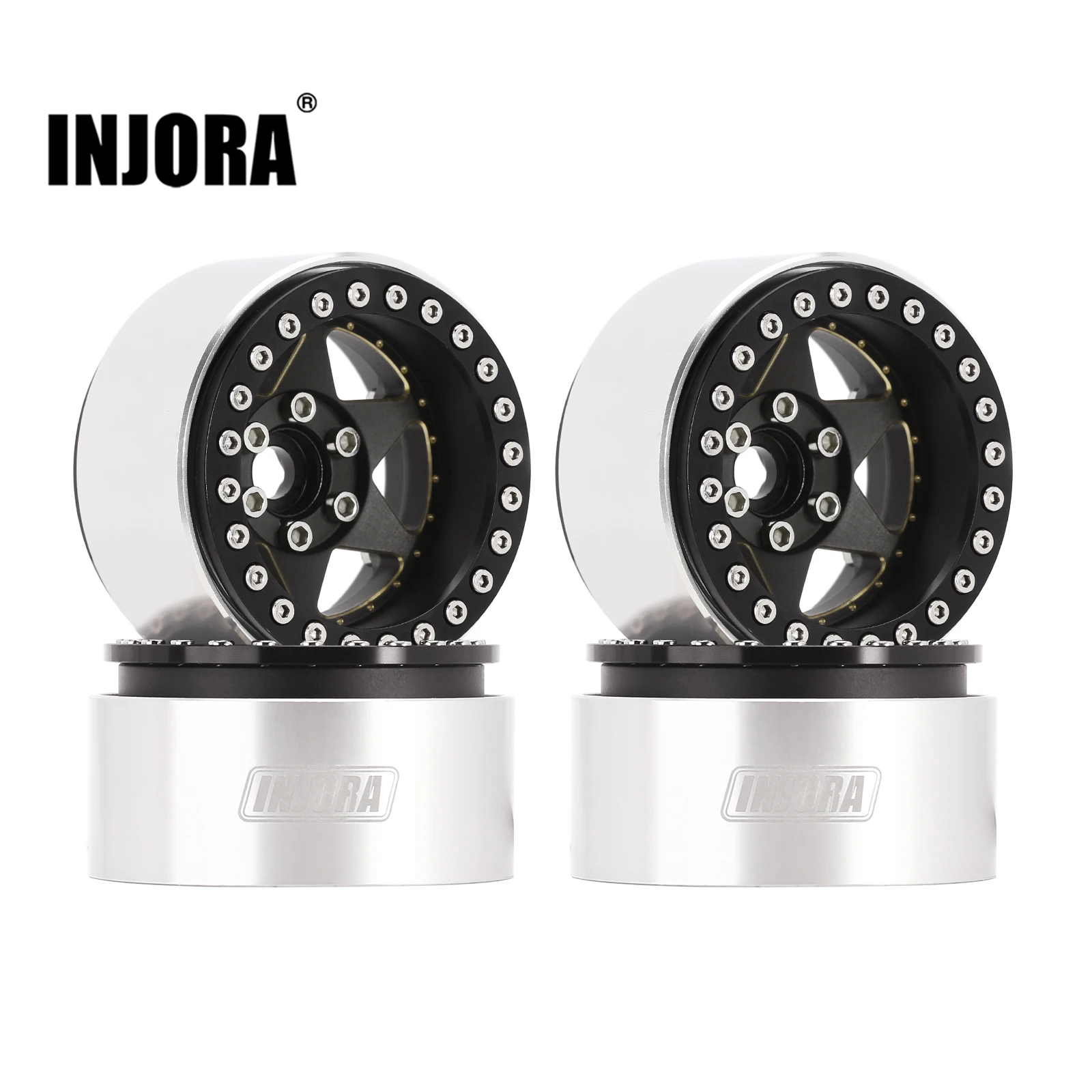 INJORA 143g Super ciężka mosiężna i aluminiowa obręcz koła 1,9" Beadlock do 1/10 RC Crawler SCX10 TRX4 VS4-10 Gen8 (W1958)