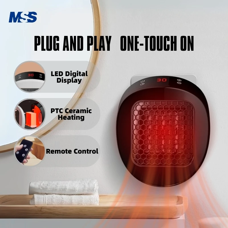 

MSS 600 Вт подключаемый обогреватель, настенный обогреватель, интеллектуальный воздухонагреватель, домашний обогреватель, вентилятор для дома, ванной комнаты, спальни, PTC, керамика