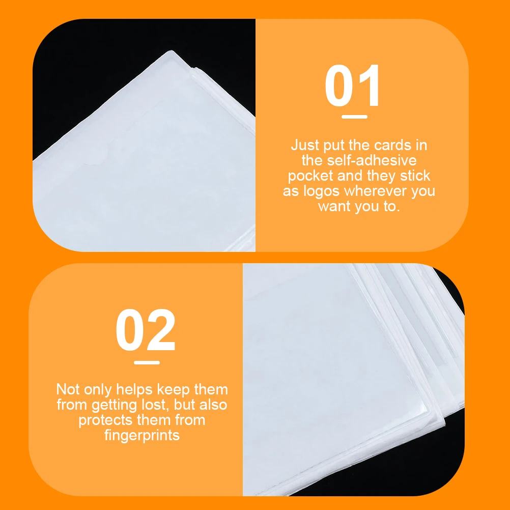 

30Pcs Clear Plastic Self-Adhesive Card Pockets for Index Cards Business Cards Flash Card Protection Label Protection Holder