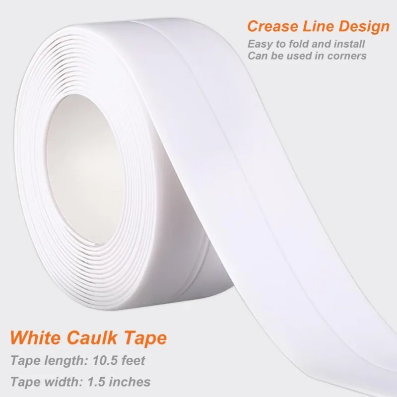 Waterproof Self-Adhesive Caulk Tape Sealant Strip for Bathroom, Toilet, Bathtub & Tile Corners