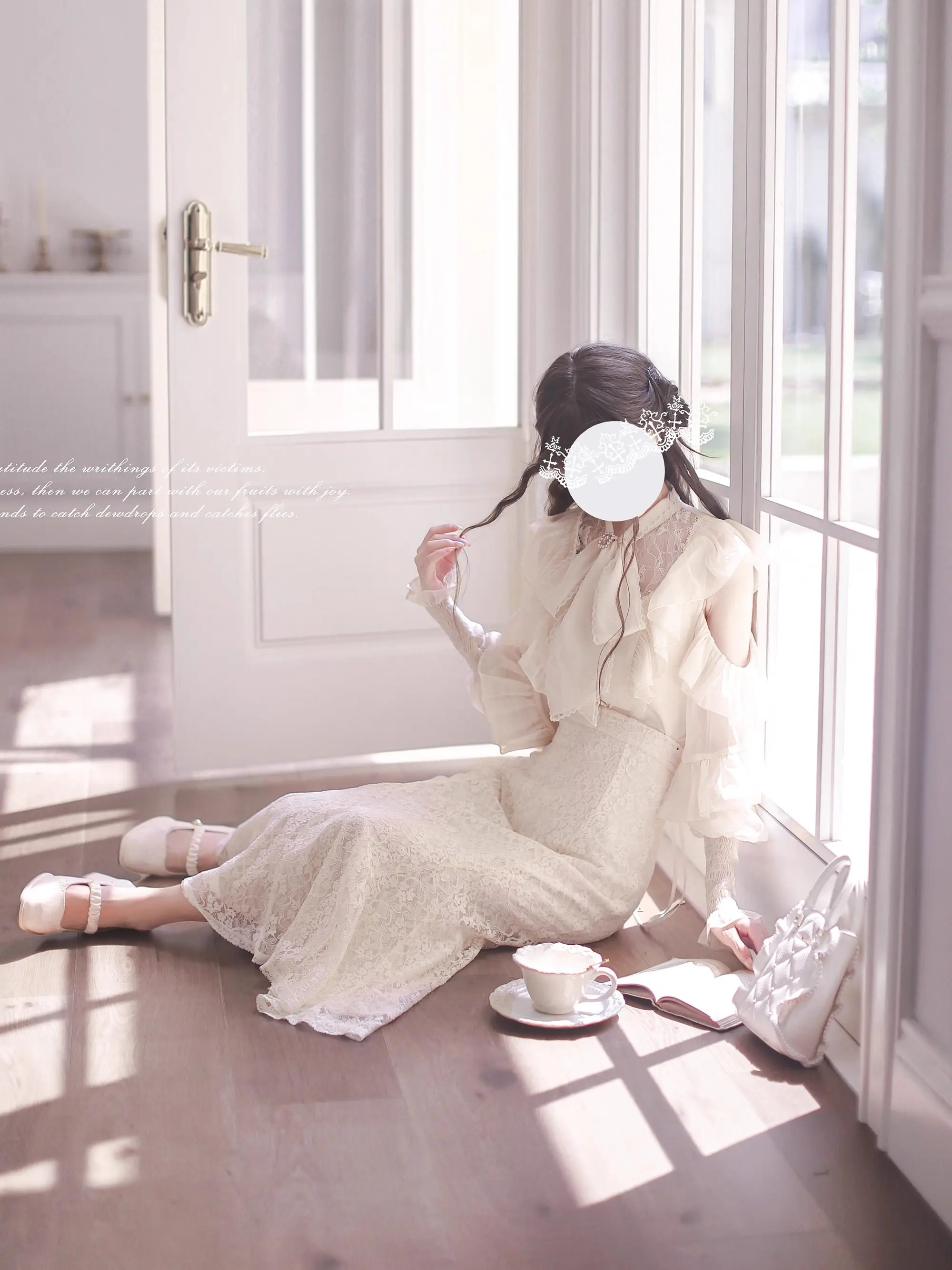 Conjunto de dos piezas de camisa y falda de manga larga japonesa Mine Lolita para mujer, falda de sirena de encaje dulce y elegante, primavera y otoño