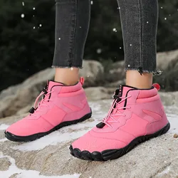 Winter Warm Running Barefoot Shoes Women Men Rubber High Ankle Boots Waterproof Non-Slip Breathable for Trekking Climbing