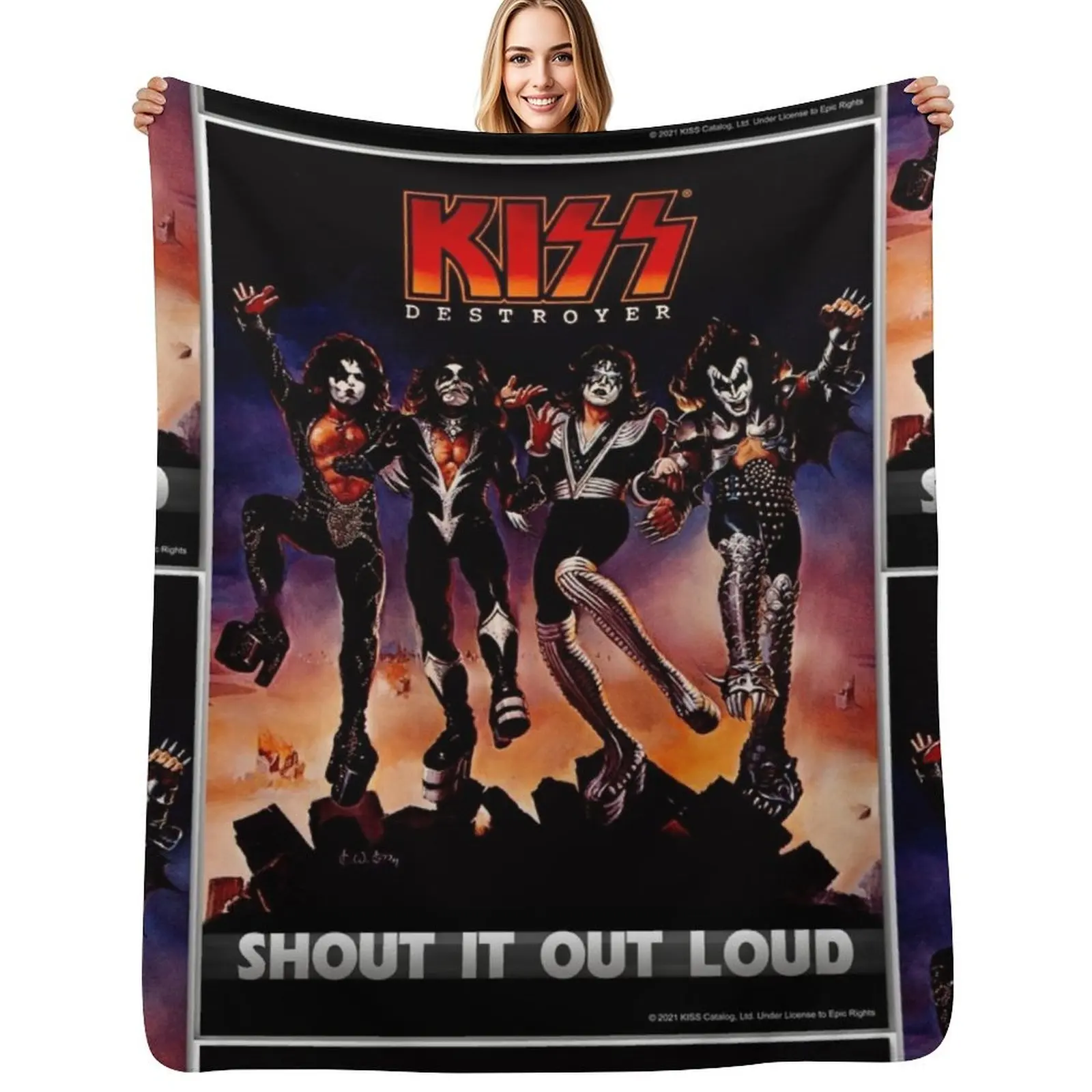 KISS ? the band - Destroyer - Shout it out loud Throw Blanket Anti Shedding Soft Fuzzy Blanket for Home