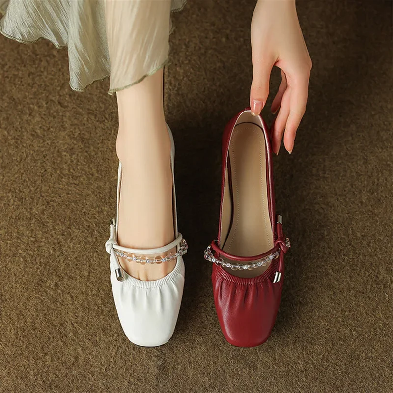 2024 Spring/Autumn Square Toe Shallow Women Pumps Chunky Heels Loafers Shoes For Women Low Heel Ladies Shoes Zapatos De Mujer