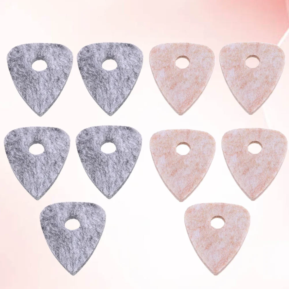 

10Pcs Felt Guitar Pick Wool Material Easy Grip Flexible for Nylon String Instruments Bass Ukulele Comfortable Use Grey Cream